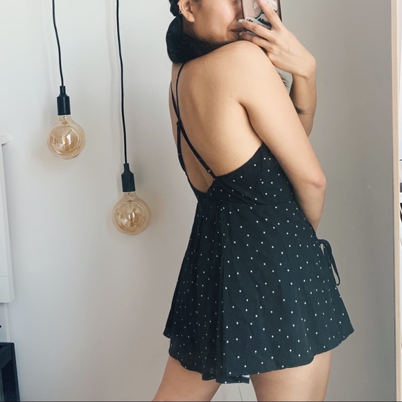 LF Polka Dot Lace Up Romper - Picture 2 of 3